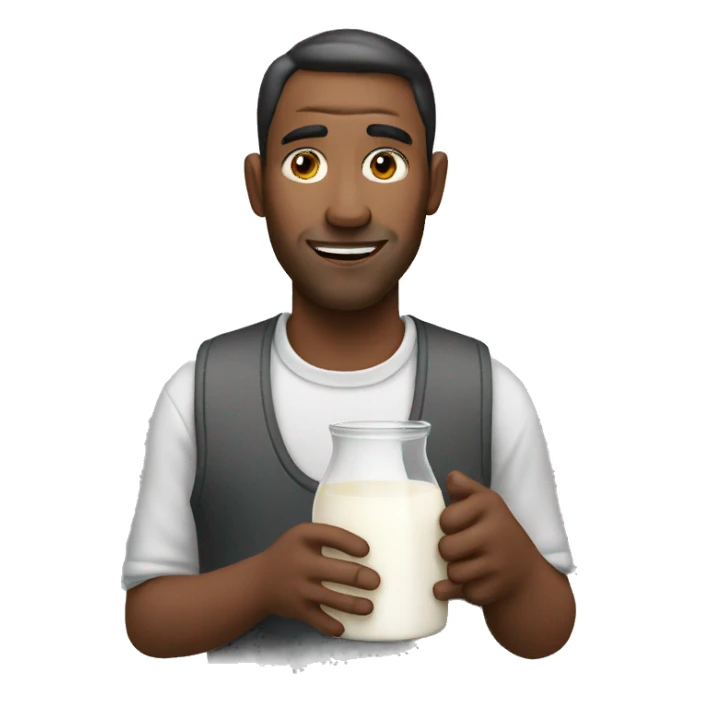 Man with milk sticker