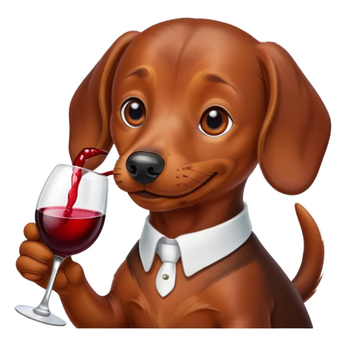 Brown dachshund drinking wine sticker