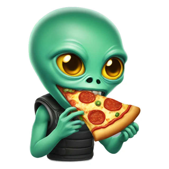 An alien eating pizza sticker