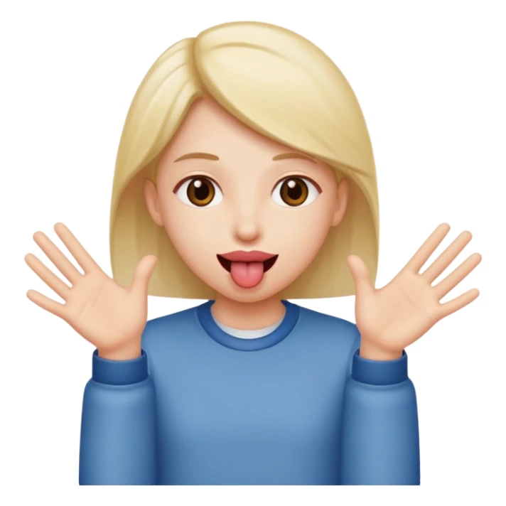 Tongue out with hands to the side sticker