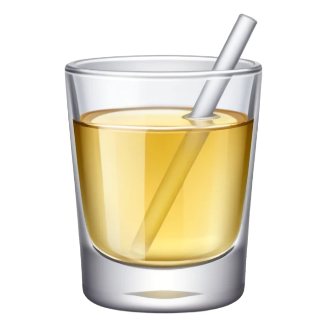 Shot glass with white tea alcohol sticker