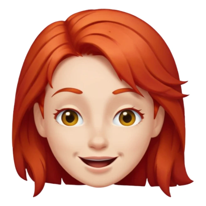 character with red hair winking, playful expression sticker