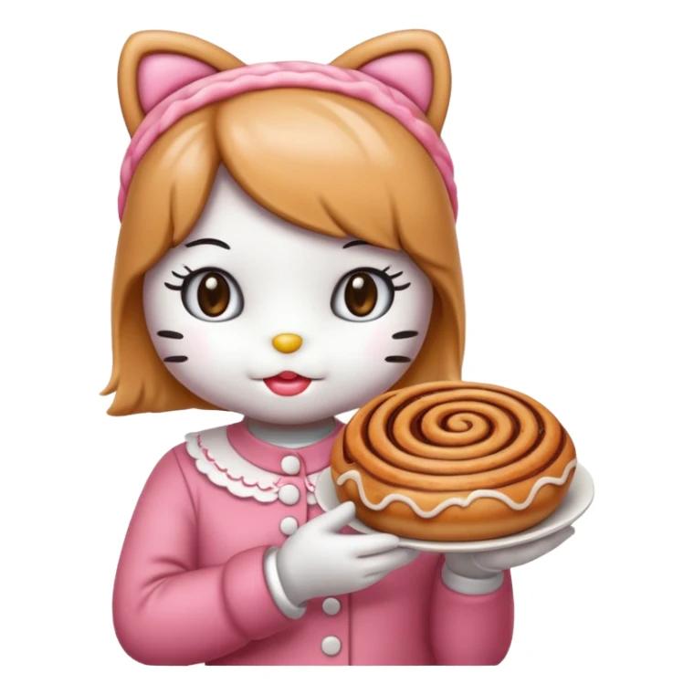 Hello kitty holding warm cinnamon bun sticker