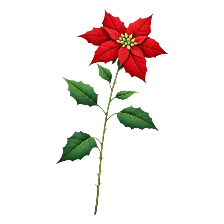 single Poinsettia flower stem sticker