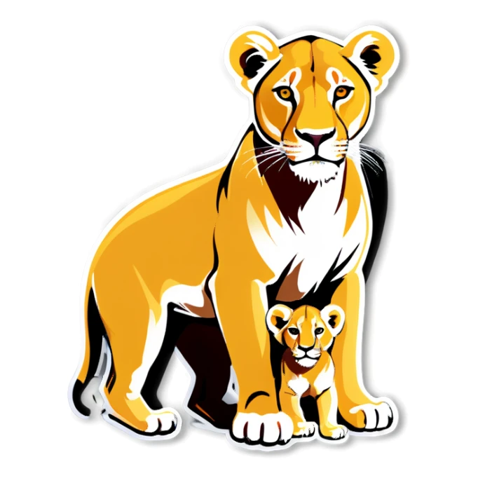 Lioness and cubs  sticker