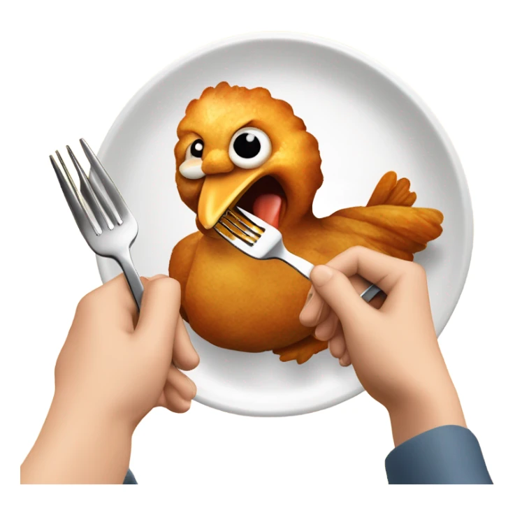 eating chicken in lunch sticker