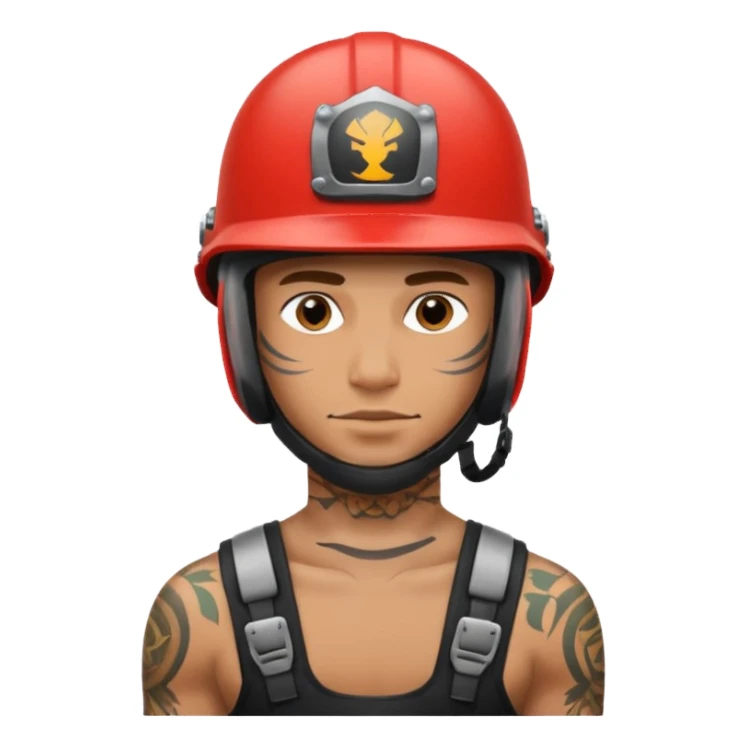 tattooed man in helmets sticker