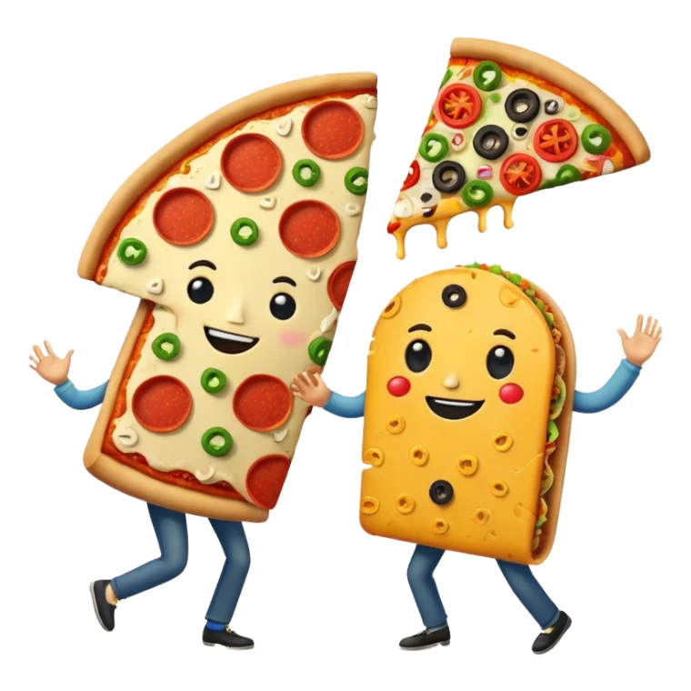 Pizza and taco dancing together sticker