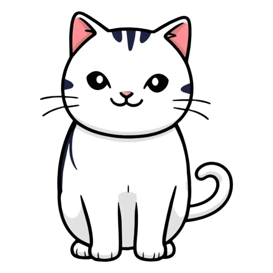 smiling white cat sticker