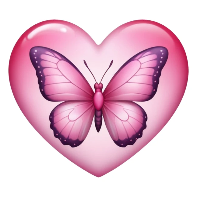 heart with sakura and a pink butterfly sticker