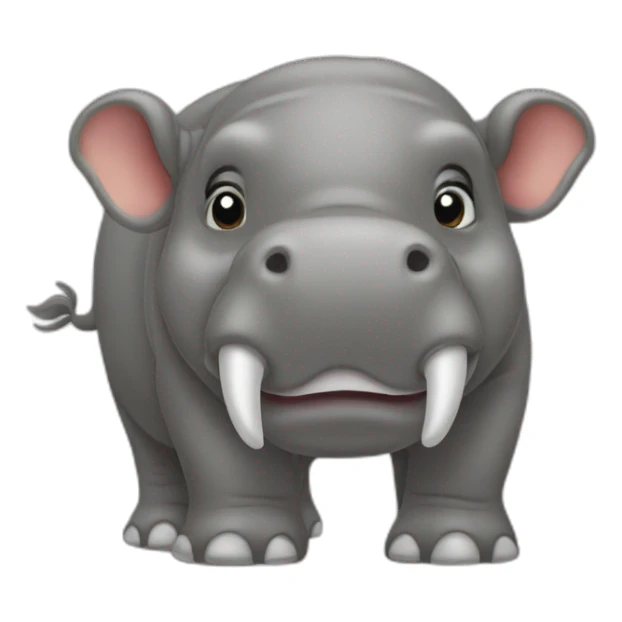 un hippopotame sur un éléphant sticker