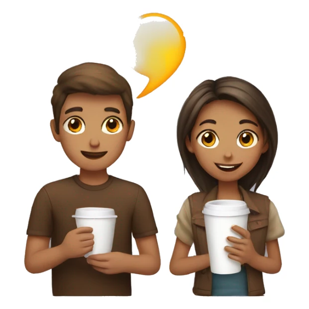 girl and boy having coffee sticker