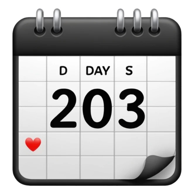 calendar showing '2 days' in bold text sticker