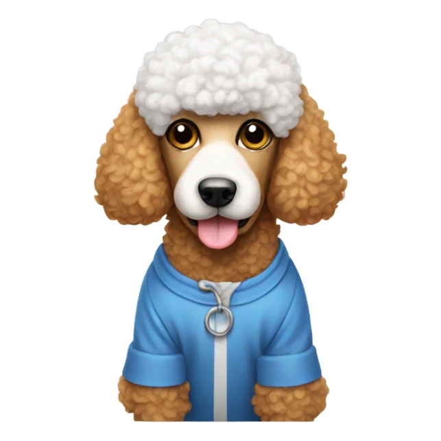 Dog wearing a poodle sticker