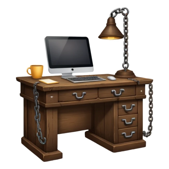 Chained desk sticker