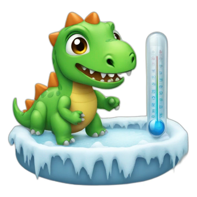 cold and fever dinosaur with thermometer sticker