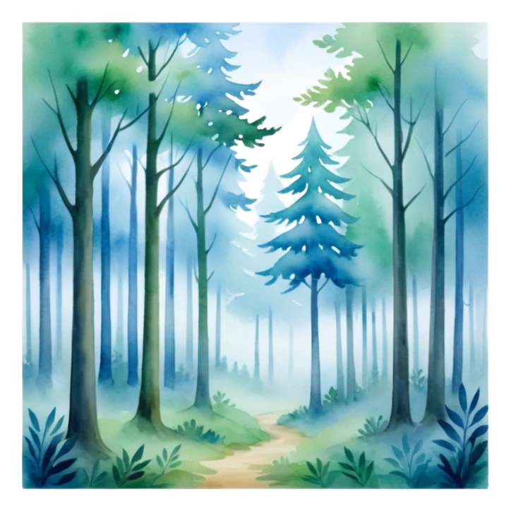 watercolor misty forest sticker