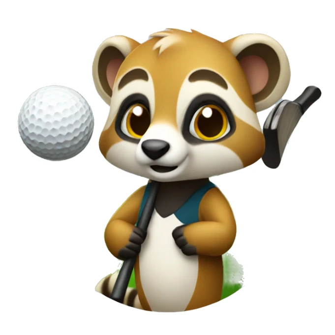 coati with golf club sticker