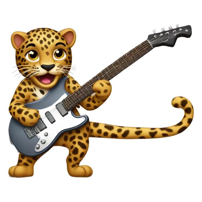 leopard playing guitar sticker