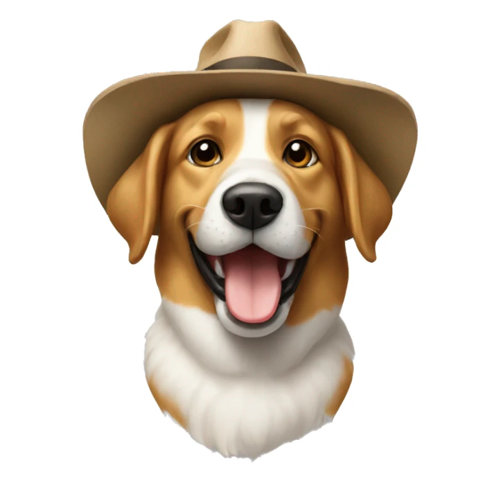 a happy dog with a hat on his head sticker