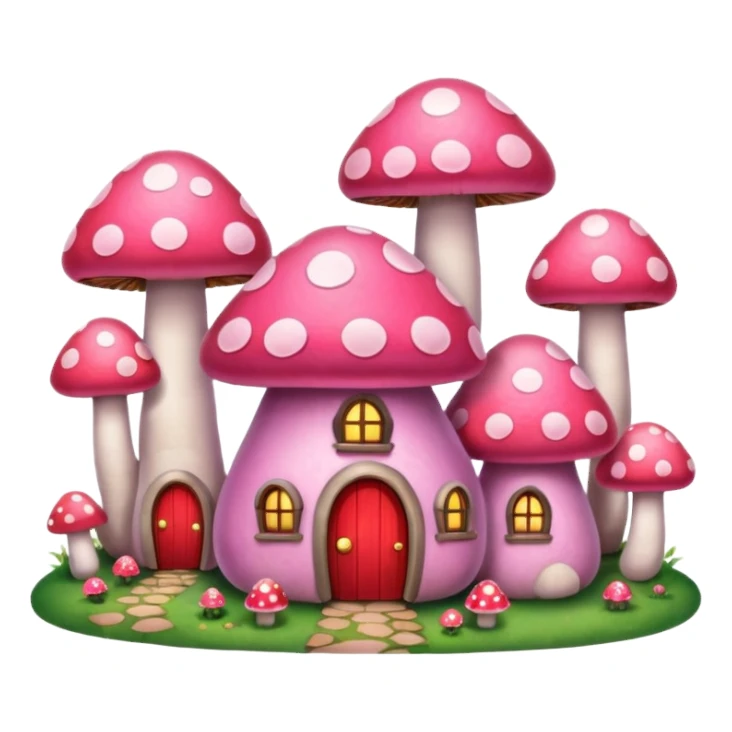 pink mushroom houses sticker