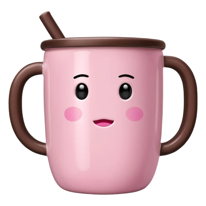Pink mug with bubble tea, Without a face, Just a pink bubble tea mug sticker