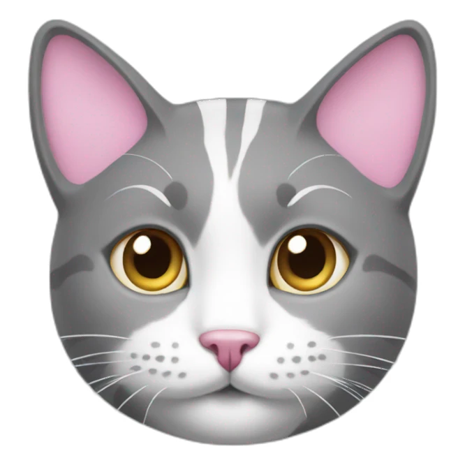 grey and white cat with pink nose sticker