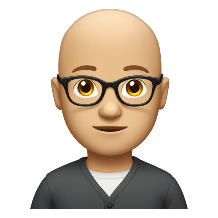 bald boy with glasses shoulder shrug sticker