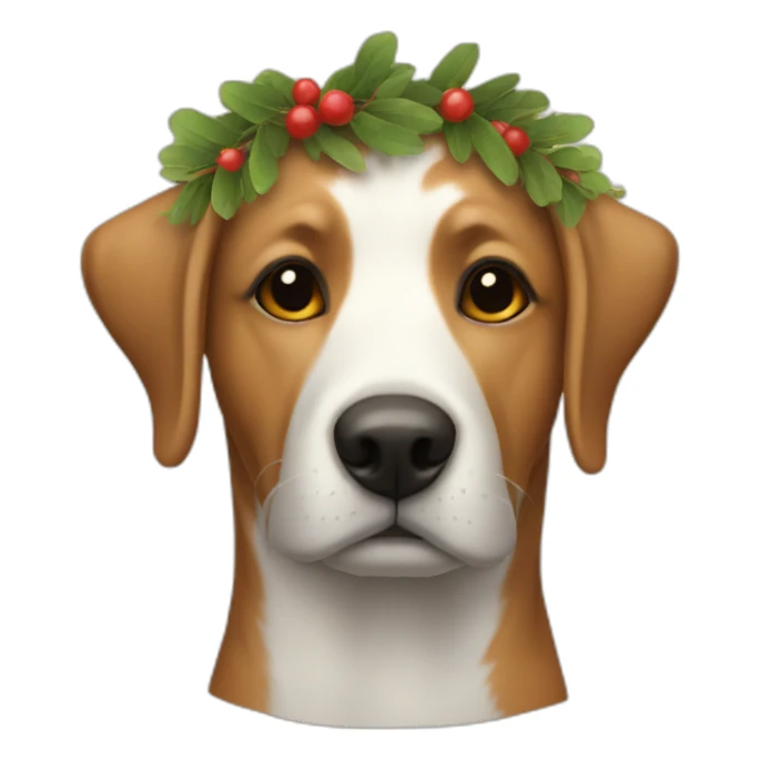 dog with rustic wreath on head sticker