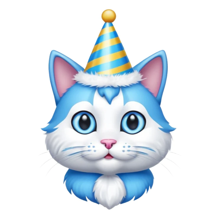blue cat  with party hats sticker
