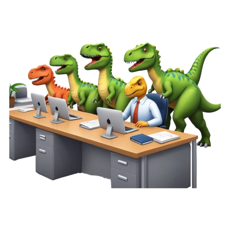dinosaurs working in an office sticker