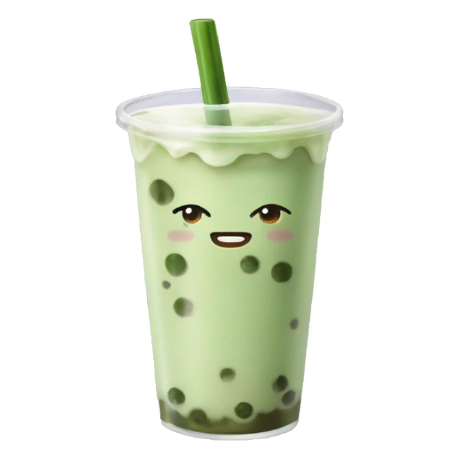 Matcha milk tea with boba sticker