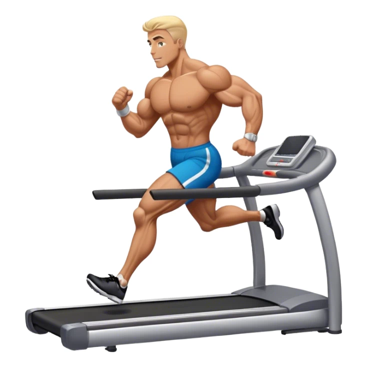 bodybuilder running on treadmill sticker