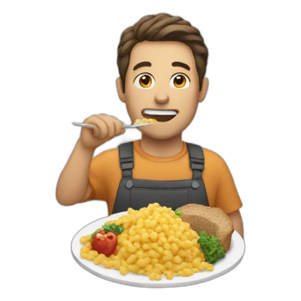 man eating food sticker