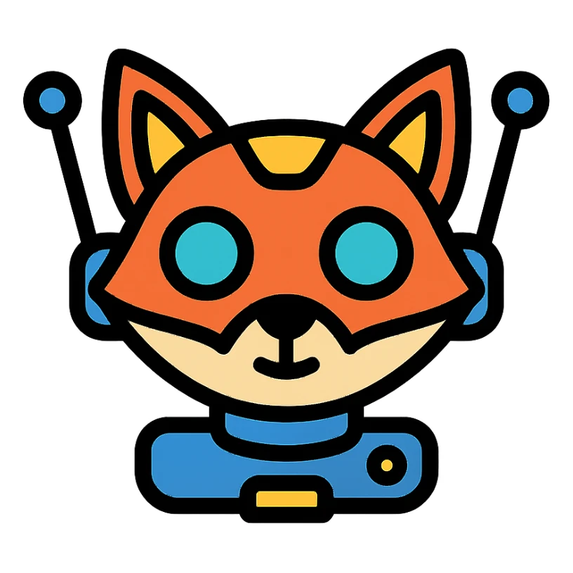 fox with a bot or robotic theme sticker