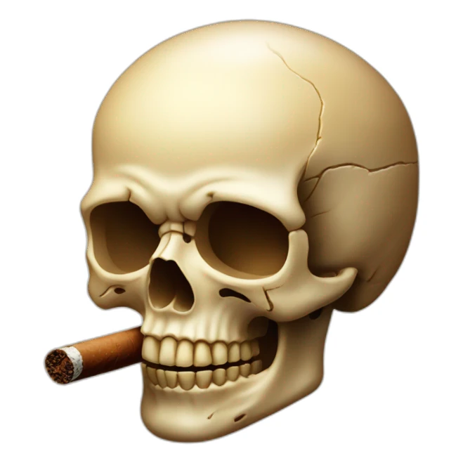 a skull lighting a cigar sticker