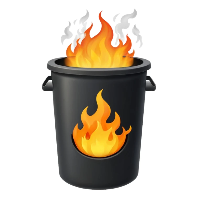Trash can on fire sticker