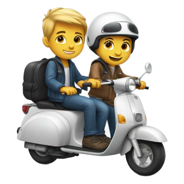 Two boys on a scooter  sticker