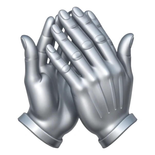 praying metallic hands, realistic proportions sticker