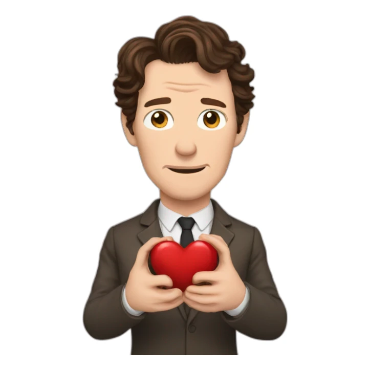 benedict cumberbatch with heart in hands sticker