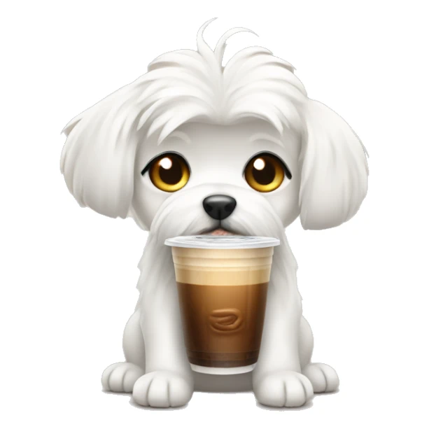Maltese dog with iced coffee sticker