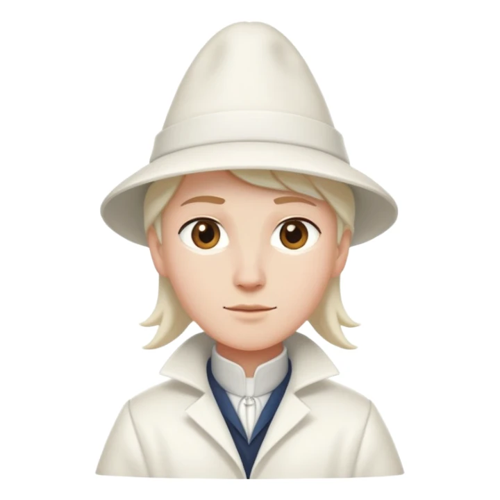 White person with a white coat & white pointed hat sticker