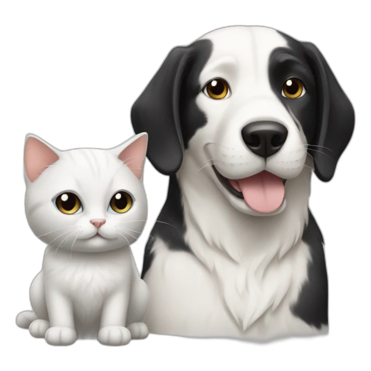 Black and white cat with white dog sticker