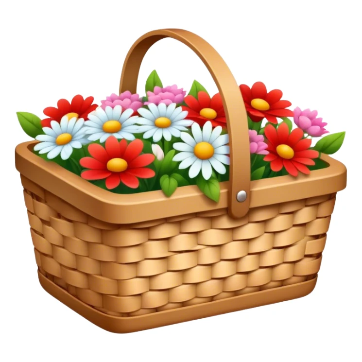 cute picnic basket with flowers sticker