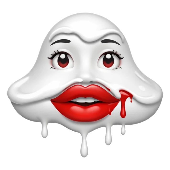 Floating red lips with Completely white paint dripping off sticker