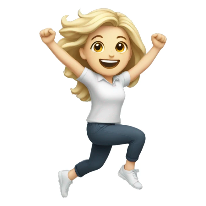 White girl jumping and smiling sticker