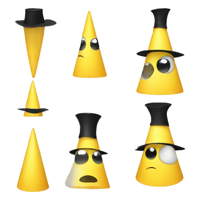 Yellow triangle with eye and black hat sticker