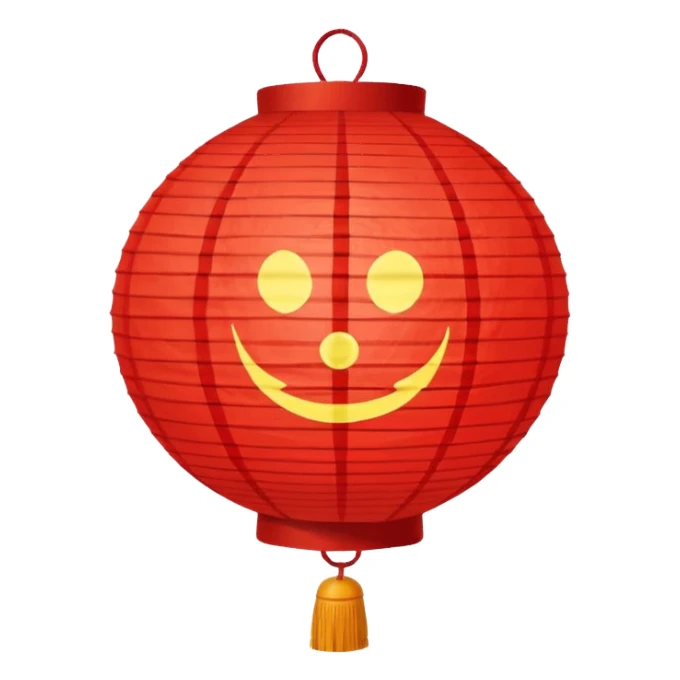 red lantern with a character symbol sticker