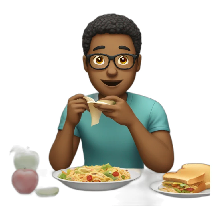 reading and eating lunch sticker