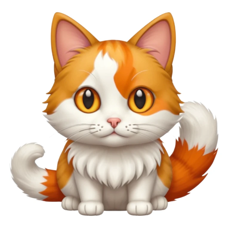Cat with Fluffy Tails different color sticker